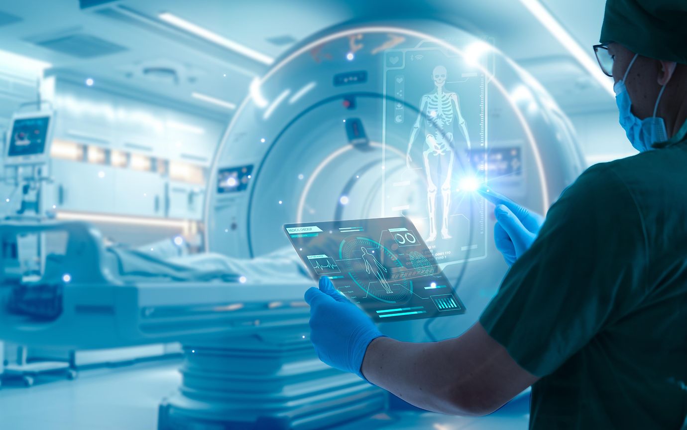 Doctor working with tablet in a hospital