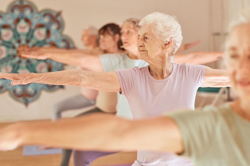 Yoga fitness class for senior women