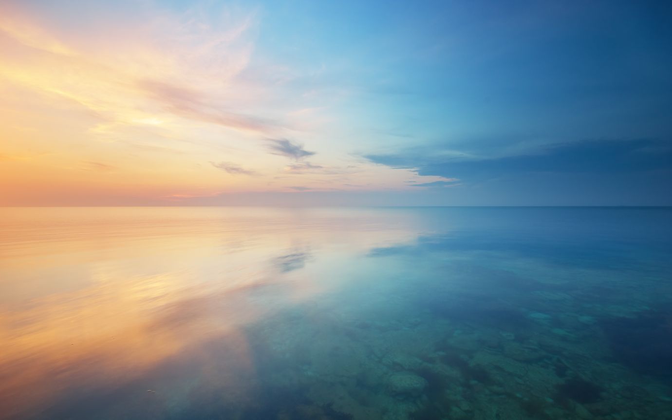 Calm seascape with sunrise